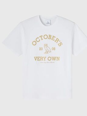 OVO White Short-Sleeve Tee with Gold Crest